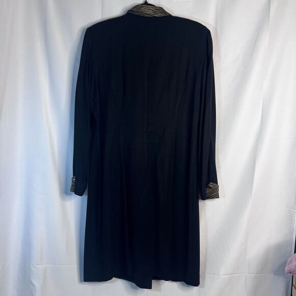 Danny & Nicole Black Green Animal Print Contrast Novelty Button Blazer Dress 10P - Picture 2 of 9